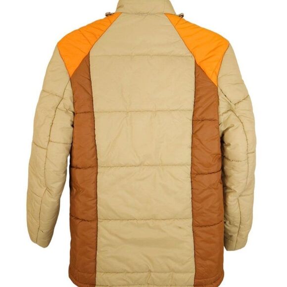 Puffy Puffer Parka Jacket Vintage 70s Brown Orange Mens Size Small - Picture 3 of 7